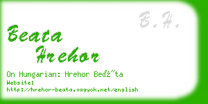 beata hrehor business card